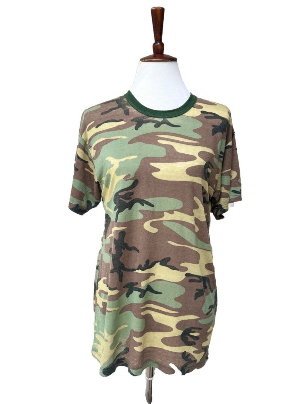 After Party by Nasty Gal Camouflage Shirt Sleeve Green Camp Tee T-shirt Size M
